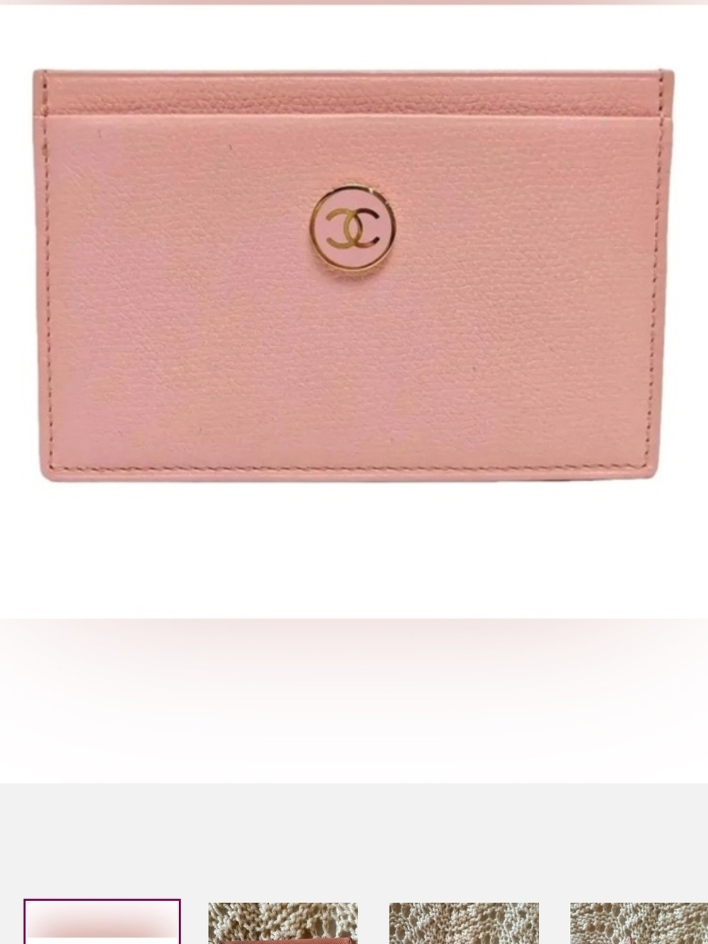Chanel Pink Card Holder with Gold CC Logo